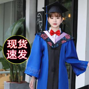 硕士服大学生毕业礼服大牡丹花垂布款学院风女工科文科粉领学位服