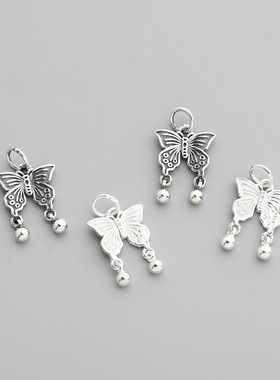 s925纯银蝴蝶吊坠DIY手工串珠编绳手链项链挂件ins风饰品配件材料