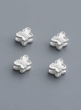 s925纯银蝴蝶隔珠手工DIY串珠编绳水晶手链项链散珠饰品配件材料