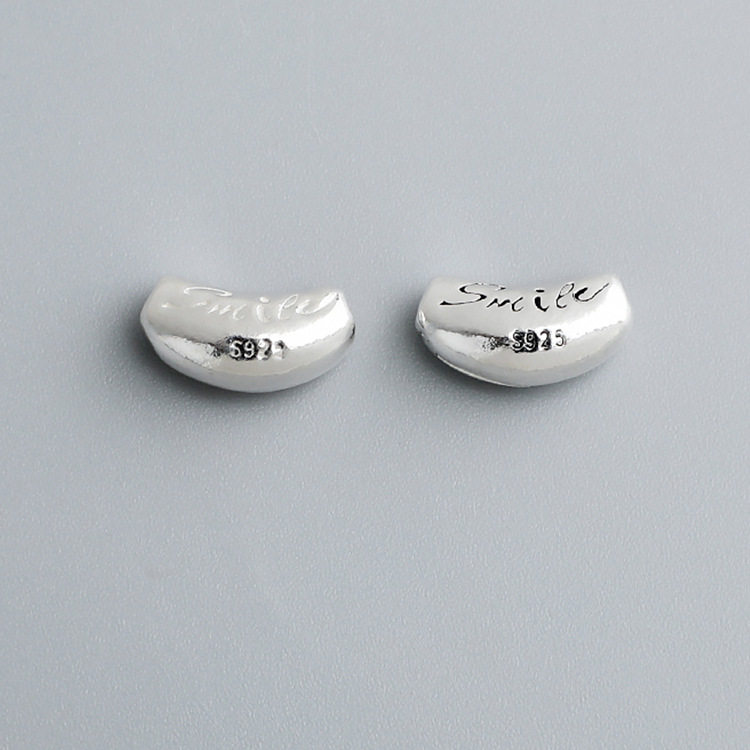 S925纯银smile微笑隔珠DIY编绳串珠水晶珍珠手链i时尚饰品配件