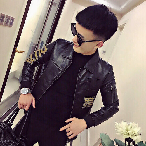外套男韩版潮流帅气皮衣男士夹克