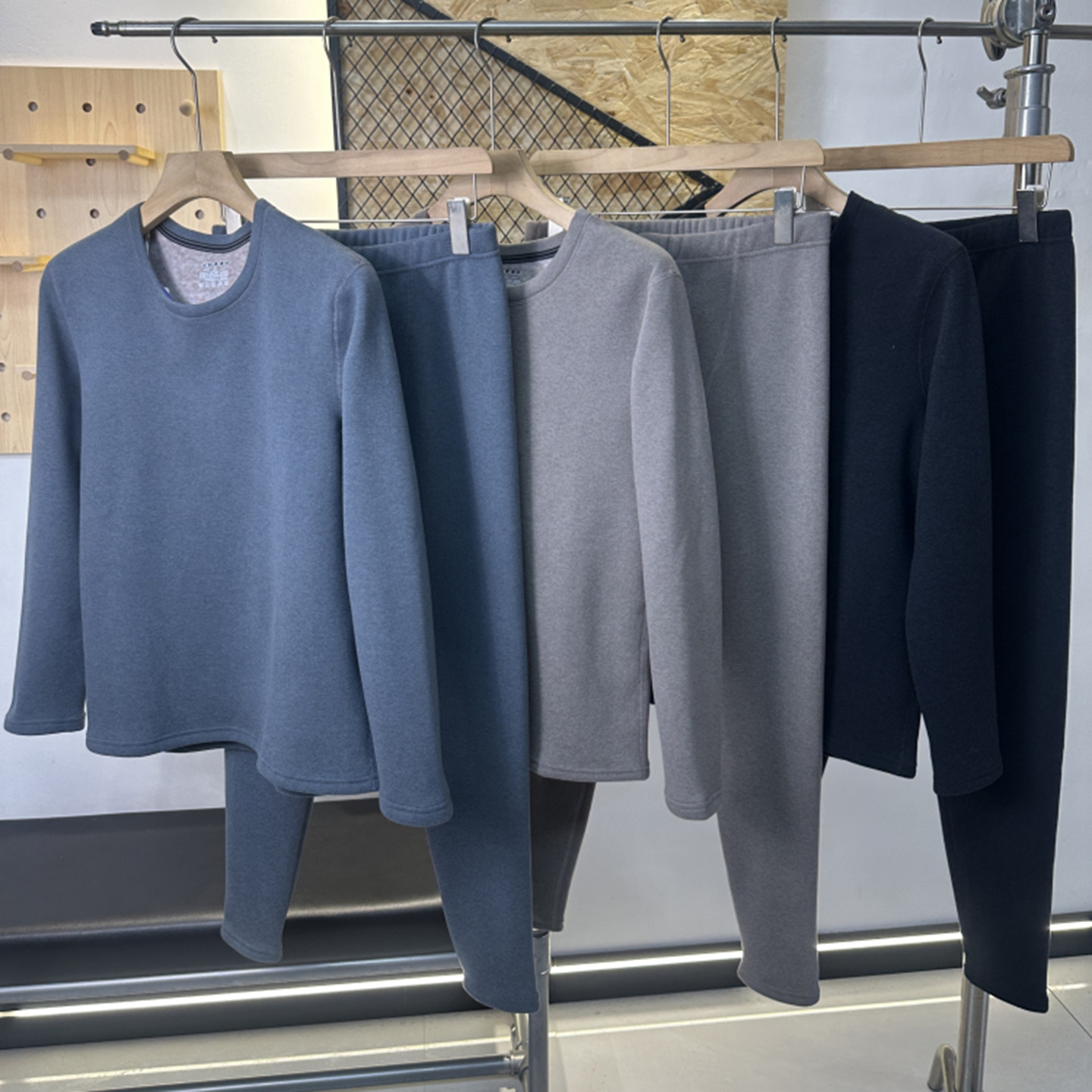 超舒适金貂香蒲绒秋冬男士纯色弹力加绒加厚打底秋衣秋裤保暖套装