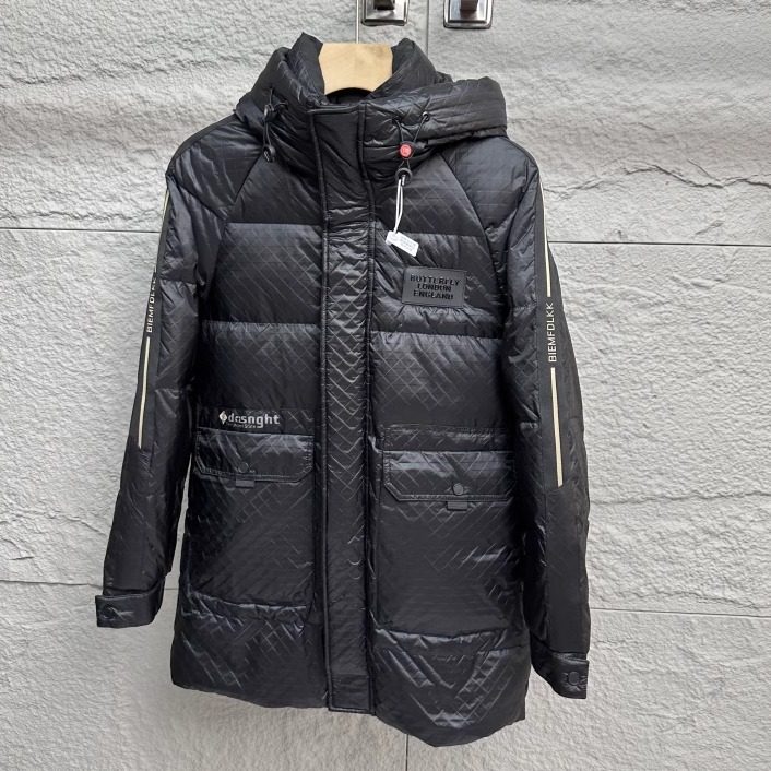 高端商务风！冬季新款男士加厚保暖羽绒服亮面时尚潮流长款大衣潮