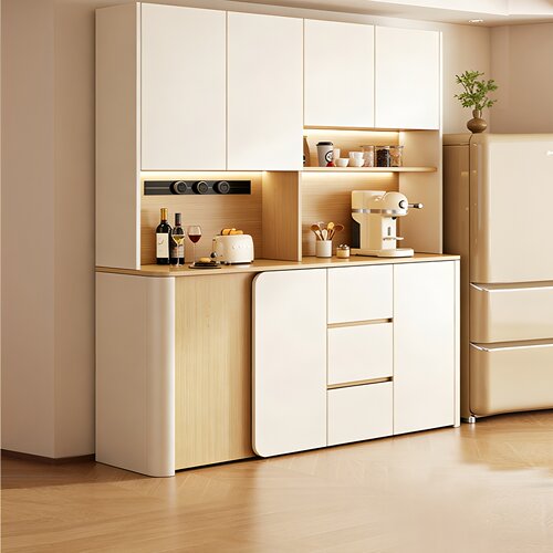 奶油风靠墙落地餐边柜多功能