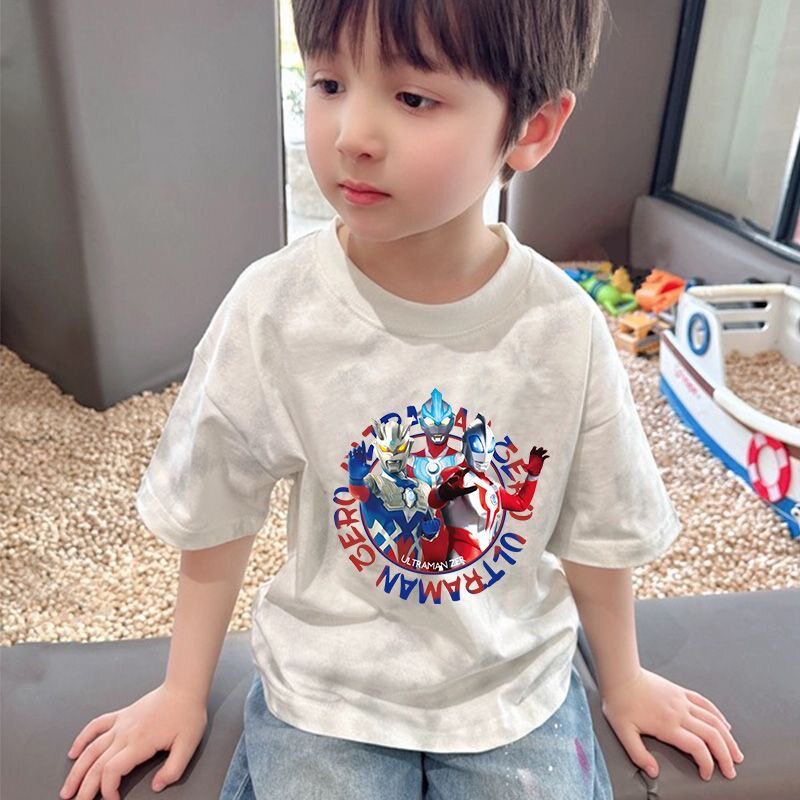 男童宝宝夏季新款卡通超人衣服纯棉短袖T恤中大童痞帅潮上衣外穿