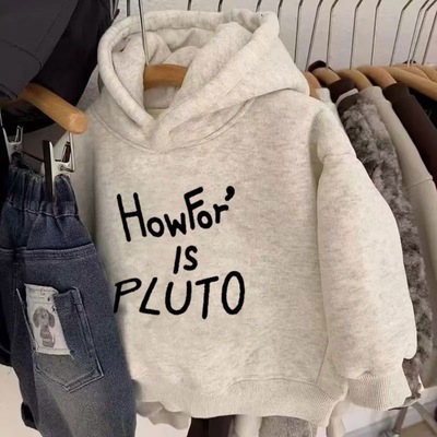 冬季女童男童洋气羊羔绒卫衣儿童新款宝宝加厚加绒连帽上衣一体绒