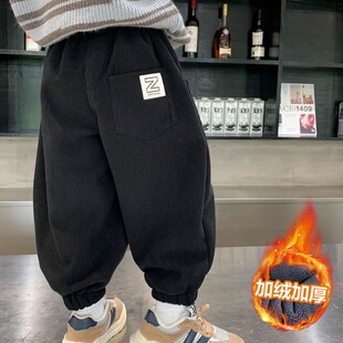 男童加绒灯芯绒裤子2025秋冬新款男宝宝韩系爆款小童加厚休闲长裤