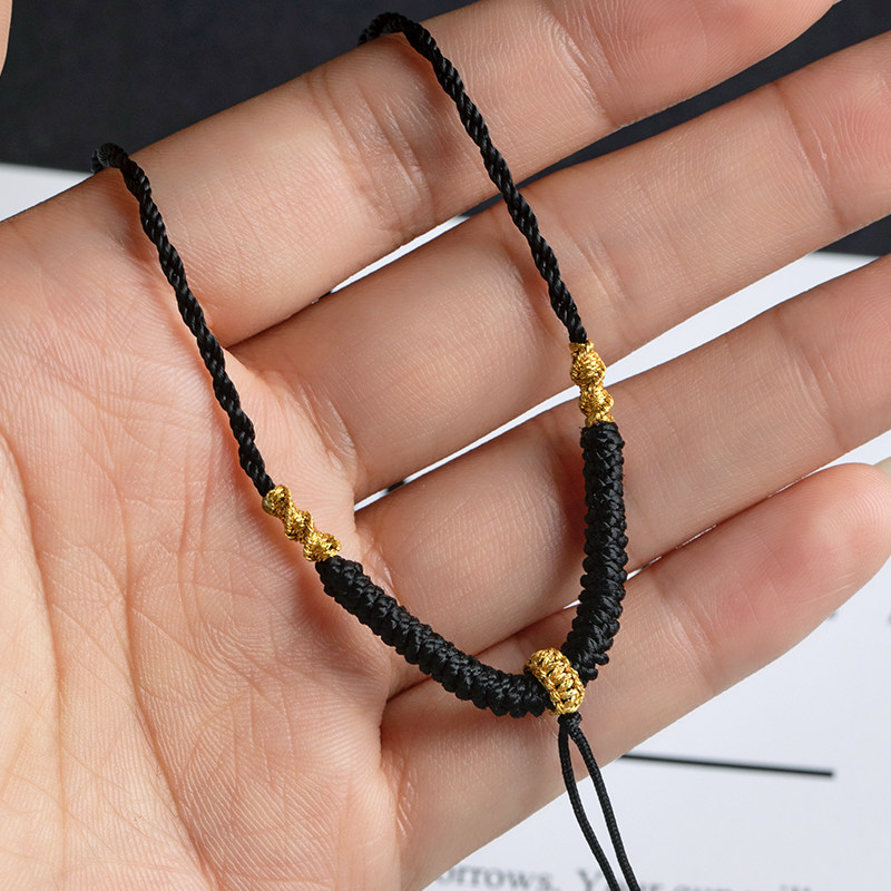 古法金绳子平安扣玉坠项链绳