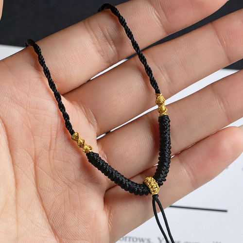 古法金绳子平安扣玉坠项链绳