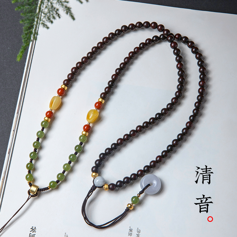 小叶紫檀和田玉佩翡翠