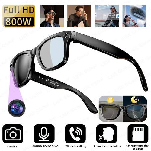 LIGE AI Smart Glasses 8MP Camera Video Recording Translator