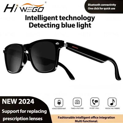 Hiwego Camera Smart Music Sunglasses Earphones Wireless Blue