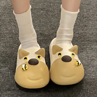 小狗洞洞鞋 高颜值防水可外穿 可爱蜜蜂狗厚底防滑防臭踩屎感凉拖鞋