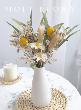 ins永生玫瑰干花花束尤加利叶真花装饰风干天然桌面摆件客厅摆设