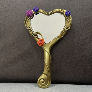 古铜镜复古小镜子手持化妆镜芭比之钻石城堡手持镜心形芭比同款 镜