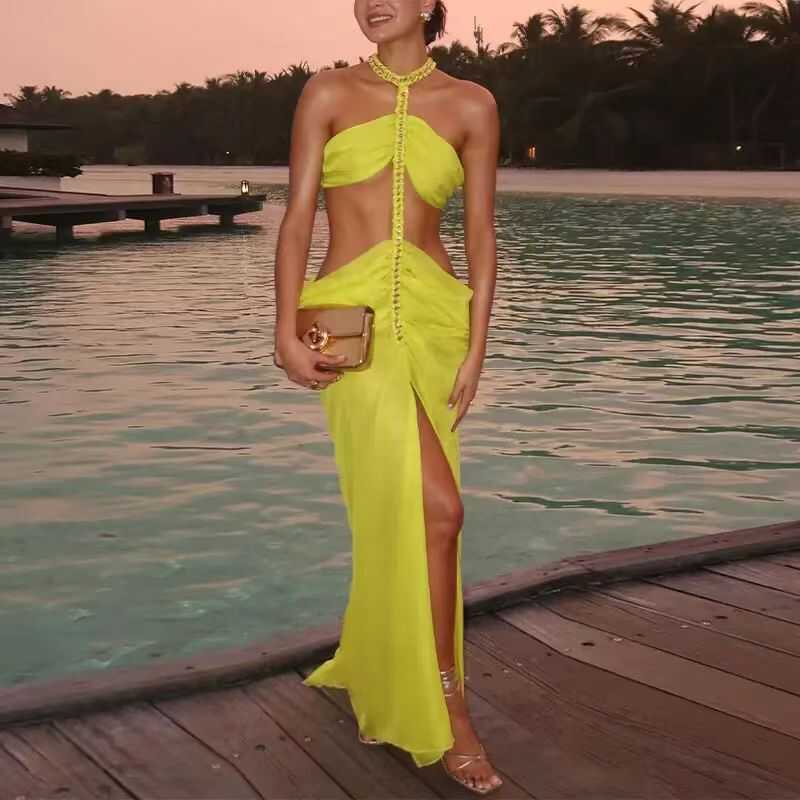 欧美风辣妹性感裹胸挂脖