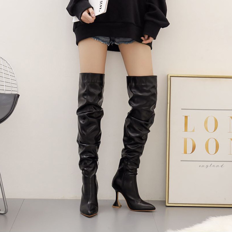35-42酒杯跟过膝长靴女Women wine glass heel over knee boots