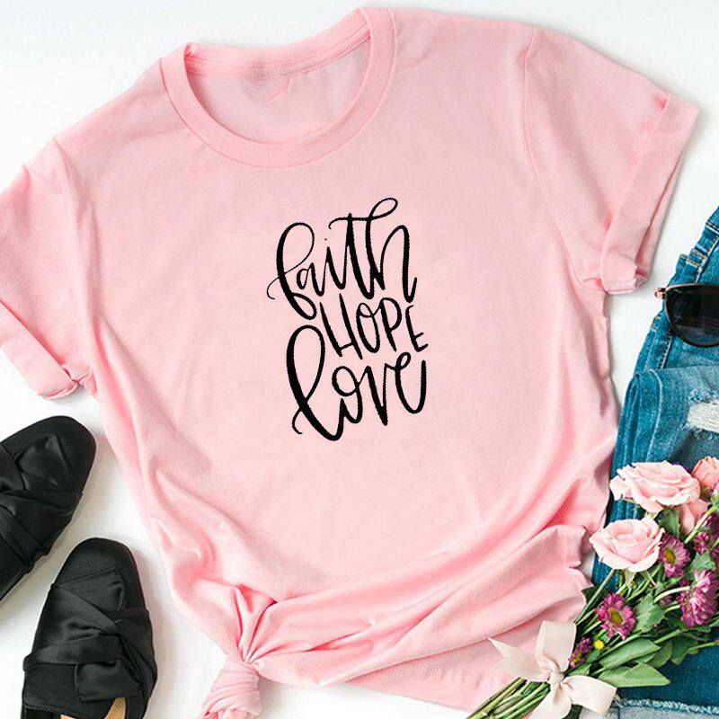 Faith Hope Love Christian T shirts Women Top graphic tee