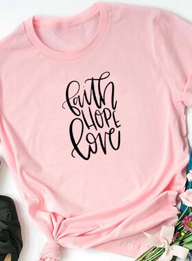 Faith Hope Love Christian T shirts Women Top graphic tee