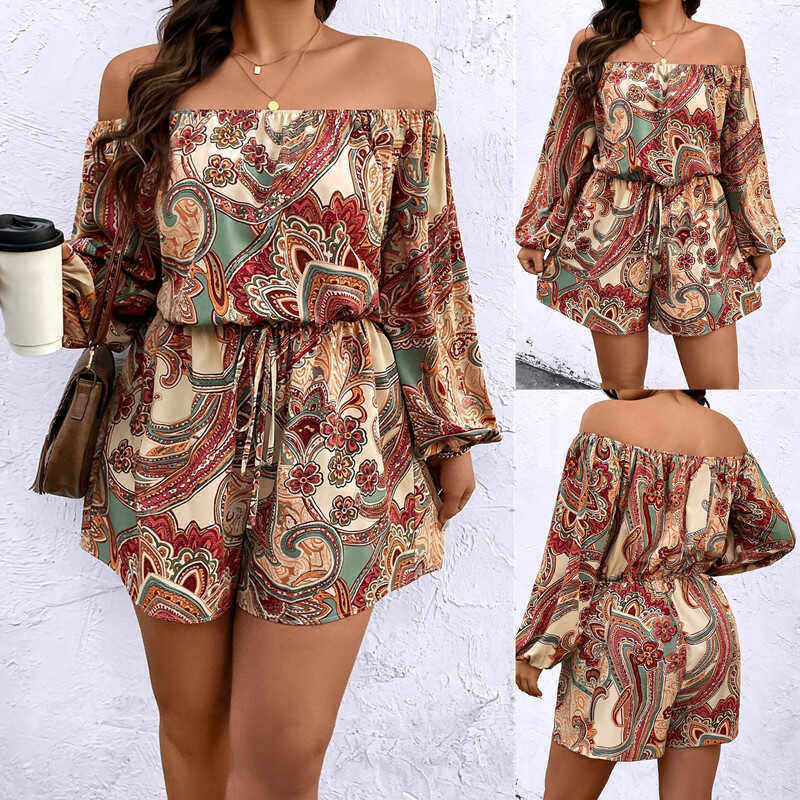 Plus size summer women Jumpsuits lady Print Casual pants 裤