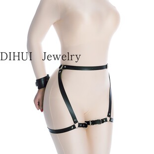 皮革手铐束缚装配饰 黑色 光面 白色 红色拘束带调节捆绑带套饰品