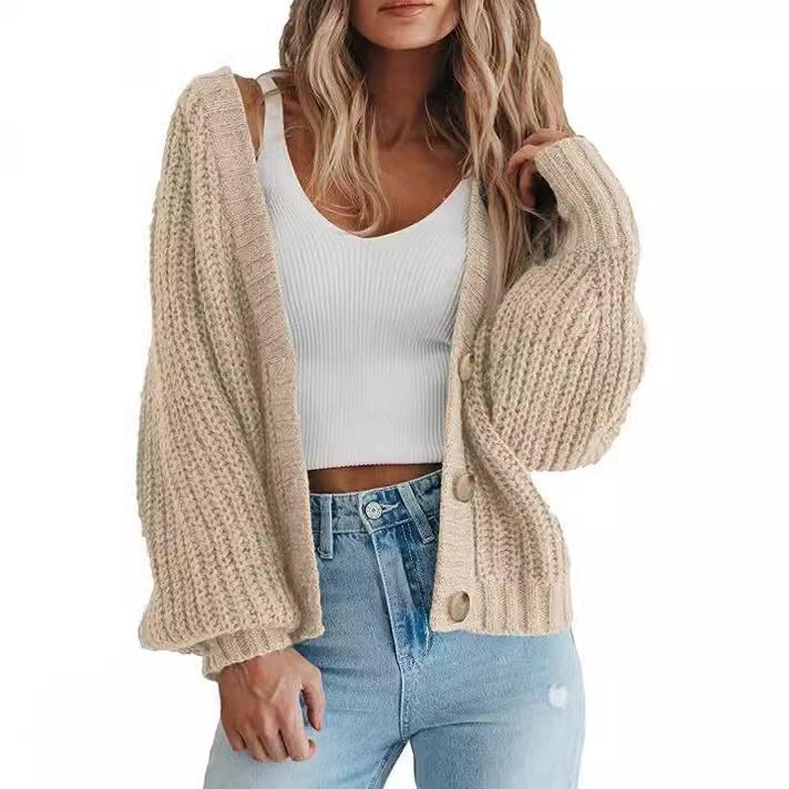 Women's Knit Sweater Long Sleeve Button Loose Cardigan Coats