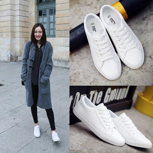 sPring Lace-UP white shoes women PU Leather casUaL sneakers