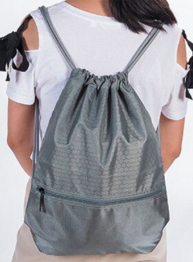 Man Women Polyester String Drawstring Tote Bag School Sport