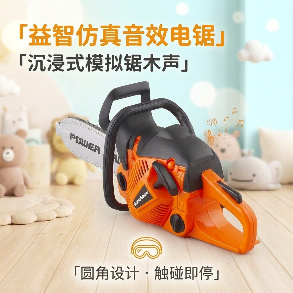 男孩仿真光头强伐木锯玩具电动带音效宝宝益智工具过家家道具
