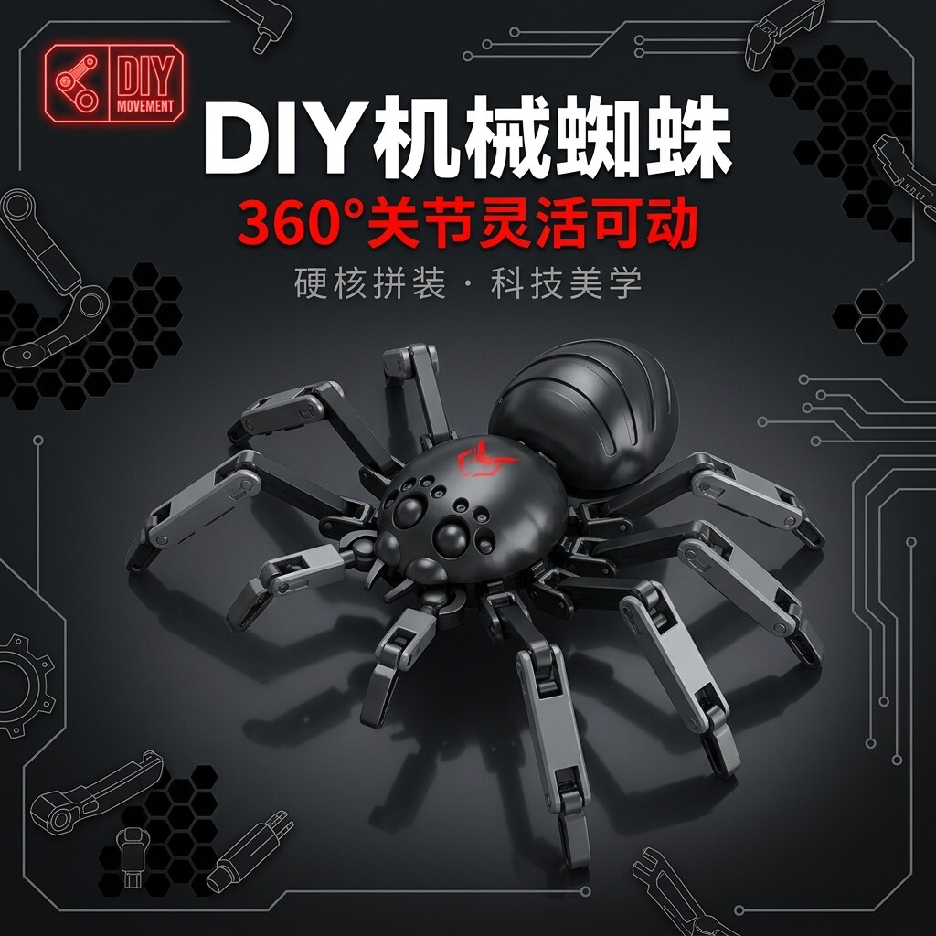 拼装机械蜘蛛模型多关节可动强力吸盘儿童益智解压机甲桌面玩具