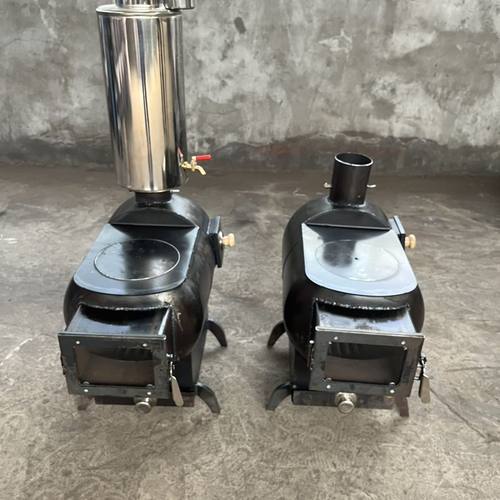 煤气罐改装柴火取暖炉柴煤两用