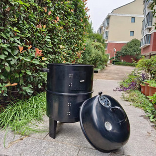 双层烟熏炉焖烤木炭烧烤炉烟熏腊肉炉子烤地瓜红薯多功能熏烤炉