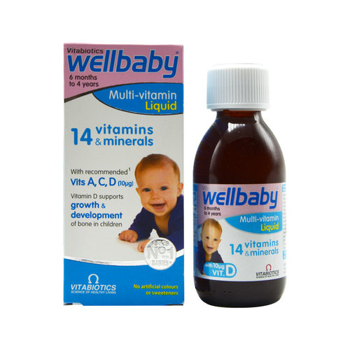 英国wellbaby婴幼儿婴儿童14种复合维生素含D3铁锌150ML