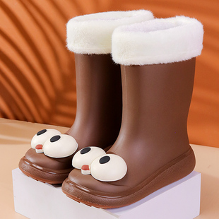 男孩搞怪卡通胶靴儿童可爱萌系加绒水鞋大童中童3-14岁男女孩雨鞋