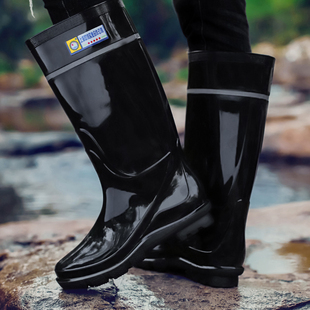 男士长筒雨鞋加绒保暖束口防水雨靴户外钓鱼水鞋厨房厨师工作水靴