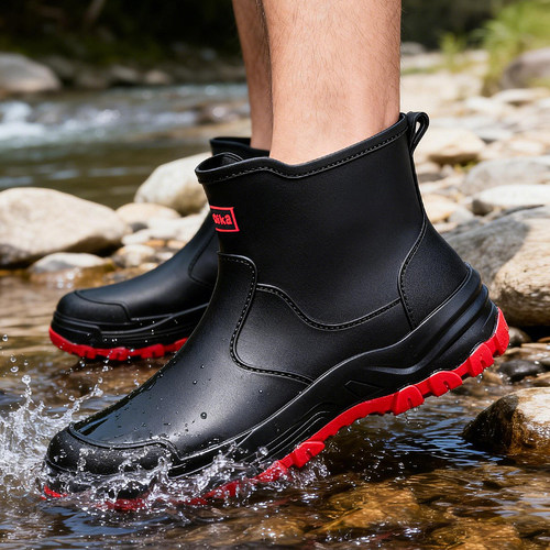39-45码冬季保暖水鞋雨鞋加棉男