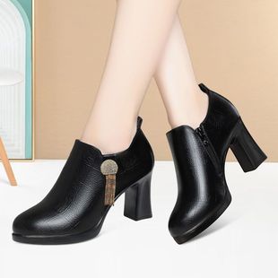 百搭防水台高跟鞋 轻便粗跟旗袍走秀鞋 中年深口单鞋 休闲工作鞋 新款