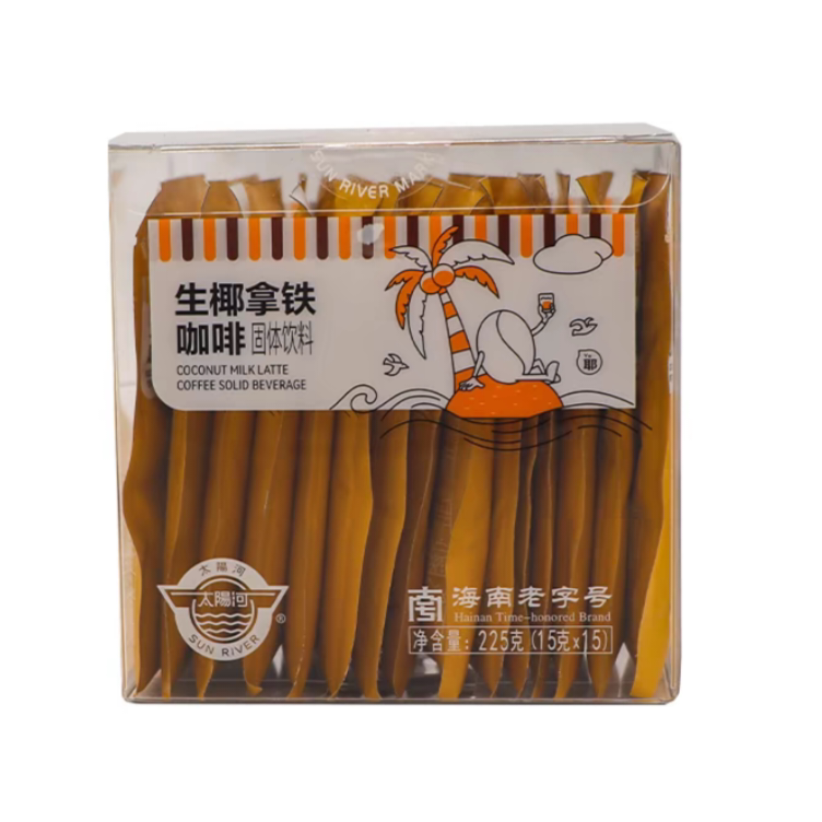 太阳河咖啡速溶办公室饮品兴隆咖啡粉225g炭烧海盐椰奶礼盒装