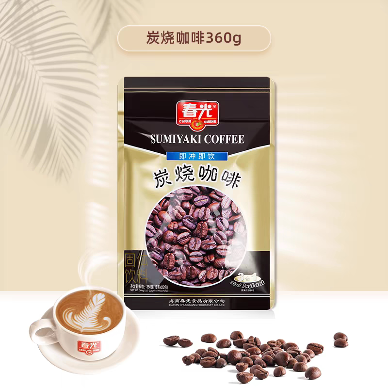 海南特产春光炭烧咖啡360g速溶三合一碳烧咖啡粉冲饮料