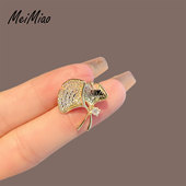 精致水钻银杏叶胸针防走光扣高档别针设计感小众领针西装 衣服配饰