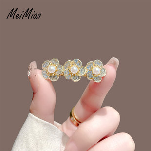 超仙温柔珍珠发夹女侧边刘海夹少女水晶花朵发卡夹子头饰2024新款