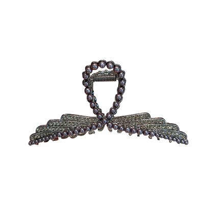 天使翅膀黑色珍珠抓夹大号高级感