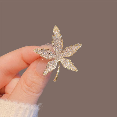 复古精致满钻枫叶胸针别针高档女
