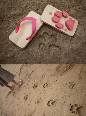 可爱犯规的猫爪印沙滩木屐沙滩拖鞋休闲拖鞋夏天创意鞋履