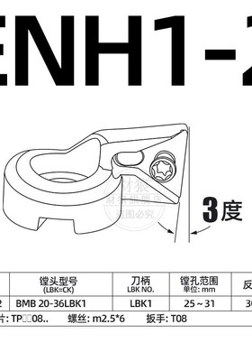 BMB精镗刀专用刀片座ENH 1 2 3 4 5 6精镗头专用刀片座TC TP刀片