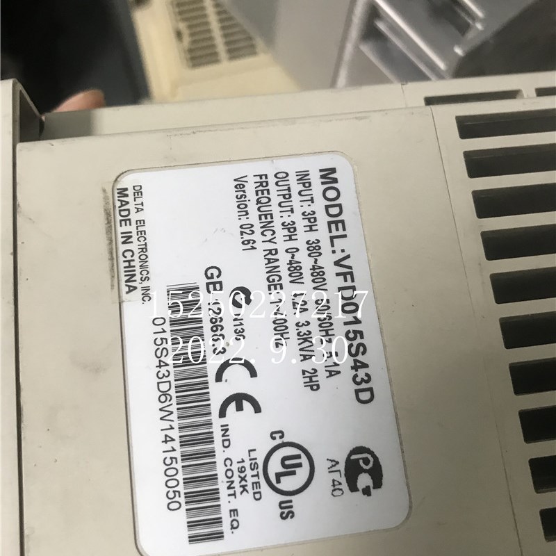 台达S1系列变频器 VFD015S43D 1.5KW 380V 原装拆机质量现货