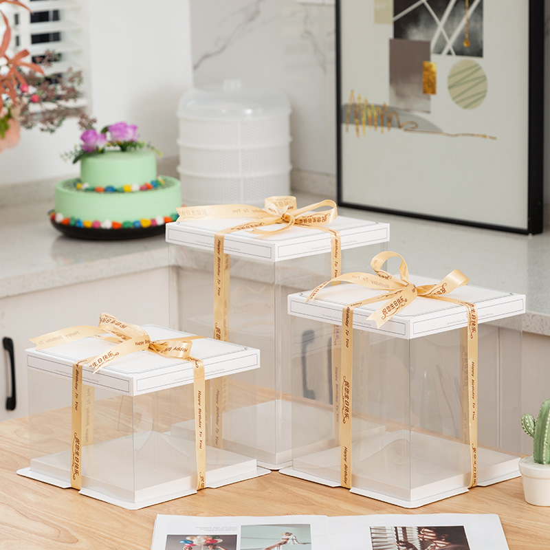 12寸透明生日蛋糕盒子加高双三层