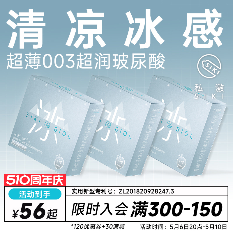 【冰感】SIKI私激冰003超薄避孕套玻尿酸安全套男用TT情趣用品-封面