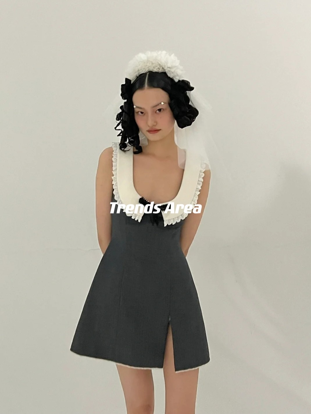 新中式小众手工蝴蝶结A字裙收腰