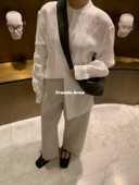 Area 定制25夏新品 老钱bc意式 Trends 镶珠奢侈莲花宽松休闲亚麻裤